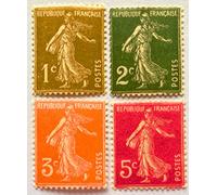 1932. 4 Authentiques Timbres de Collection Neufs (Gomme Non intacte). France N°277A, 278, 278A et 278B. Semeuse par des Livres Express