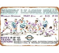 1935 Rugby League Challenge Cup Final Affiche promotionnelle en métal rétro Décoration murale Boutique Bar Salon Wall Art Panneau en étain 20,3 x 30,5 cm