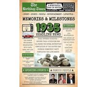1935 The Birthday Times: Memories, Milestones, and a Memorable Year in Review: Relive 1935 Through Sports, People, Lifestyle and Entertainment. The Perfect Birthday Gift for Someone Special