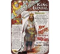 1936 Mardi Gras New Orleans Panneau décoratif en aluminium pour cour extérieure 20,3 x 30,5 cm