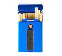 1937 Étui à cigarettes avec étui à cigarettes plus léger 20 cigarettes ordinaires Allume-cigare USB portable extra large 2 en 1 Briquet électrique coupe-vent sans flamme rechargeable (Couleur: T2) ( C
