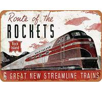 1937 Rock Island Line Route of the Rockets Plaque en métal en aluminium 20,3 x 30,5 cm