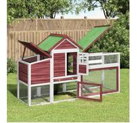19411& Poulailler moka 186,5x58,5x113 cm - 5 à 6 poules/Canards - Aspect Bois massif de pin