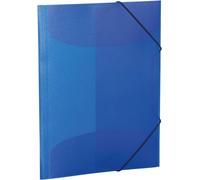 19507 A4 Children's Plastic Document Folders With Inner Flaps And Elastic Band Translucent Blue (Pack Of 3)