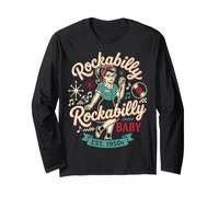 1950s Retro Rockabilly Pinup Vintage Style for Women Manche Longue