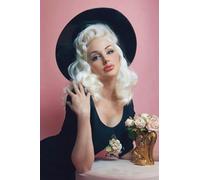 1950s style shoulder length half wig hairpiece with beautiful vintage waves: Onyx platinum blonde #1001