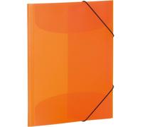 19515 A3 Children's Plastic Document Folders With Inner Flaps And Elastic Band Translucent Orange (Pack Of 3)
