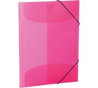 19517 A3 Children's Plastic Document Folders With Inner Flaps And Elastic Band Translucent Pink (Pack Of 3)