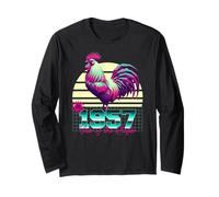 1957 Année du Coq rétro années 80 Vaporwave Zodiaque Chinois Manche Longue