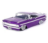 1959 Chevy Impala Lowrider Candy Purple avec roues DUB Street Low Series 1/24 Diecast Model Car by Jada 34756