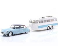 1959 Citize DS 19 Cloud Blue / Bergen + White Henon Caravan 1:18 NOREV