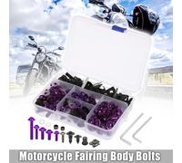 195pcs Kit de Boulon Vis Carénage Moto Écrou Clip Rivet Fixation Pare-brise Bulle Moto Carrosserie Universel Vis Attache Violet