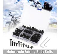 195pcs Kit de Boulon Vis Carénage Moto Écrou Clip Rivet Fixation Pare-brise Bulle Moto Carrosserie Universel Vis Attache Noir