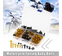 195pcs Kit de Boulon Vis Carénage Moto Écrou Clip Rivet Fixation Pare-brise Bulle Moto Carrosserie Universel Vis Attache Dore