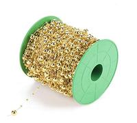 196.9ft Chaîne De Perles Roll Galvanoplastie Perle Chaîne Fil Perles Guirlande Chaîne Pour Bricolage Artisanat De Mariage Fête De Noël Décorations Familly Perles 3mm + 8mm