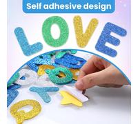196 Pièces Lettres Autocollantes En Mousse, 5 Couleurs Gommettes Autocollantes, Brillant Mousse Alphabet Enfant, Stickers Lettres Alphabet, Gommettes Adhesive Pour Décoration(Bleu Jaune)