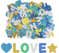 196 Pièces Lettres Autocollantes En Mousse, 5 Couleurs Gommettes Autocollantes, Brillant Mousse Alphabet Enfant, Stickers Lettres Alphabet, Gommettes Adhesive Pour Décoration(Bleu Jaune)