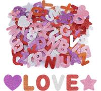 196 Pièces Lettres Autocollantes En Mousse, 5 Couleurs Gommettes Autocollantes, Brillant Mousse Alphabet Enfant, Stickers Lettres Alphabet, Gommettes Adhesive Pour Décoration(Poudre Blanche)