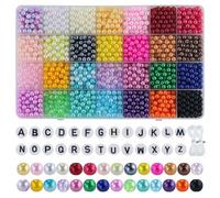 1960 perles de 6 mm, 28 couleurs, perles en vrac multicolores pour travaux manuels avec trous pour la fabrication de bijoux, petites perles de remplissage pour la fabrication de bracelets, colliers,