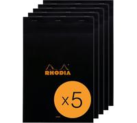 196009cpack - Bloc-Notes Agrafé N°19 Black - A4+ - Ligné - 80 Feuilles Détachables - Papier Clairefontaine Blanc 80 G/M² - Couverture En Carte Enduite - Paquet De 5 Blocs