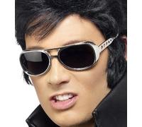 1960s 1970s Licence Elvis Presley Déguisement Lunettes Argent Neuf Par Smiffys
