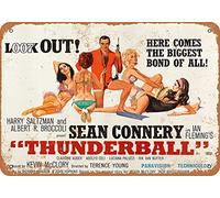 1965 James Bond Thunderball Plaque en métal rétro 30,5 x 20,3 cm