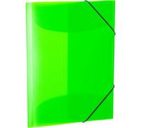 19658 A4 Clear Neon Green Kids Folder With Inner Flaps And Elastic Strong Plastic For Boys And Girls