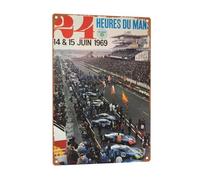 1969 24 Hours of Le Mans Plaque en métal vintage Voitures Sisoso Poster Man Cave Pub Décoration murale 20,3 x 30,5 cm