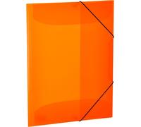 19697 Children's Folder A3 Transparent Plastic Neon Orange With Inner Flaps And Elastic Band