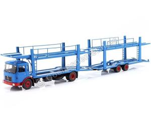 1970 Camion MAN F7 Porte-voitures Avec Remorque Bleue/Rouge 1:43 IXO Models TTRX