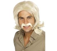 1970S Blond Disco Fever Perruque et Moustache Ensemble Hommes Déguisement Rétro