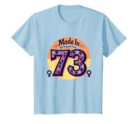 1973 : Anniversaire de Paix rétro pour Femmes, fabriqué dans Toutes Ses pièces d'origine T-Shirt, Enfant, Bleu Céleste, 10 Ans