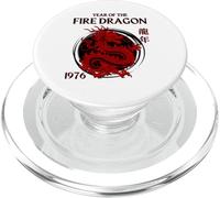 1976 Année du Dragon, Anniversaire 1976, Dragon de feu Chinois PopSockets PopGrip pour MagSafe