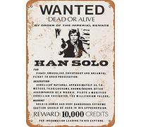 1977 Han Solo Wanted Affiche en métal en aluminium 20,3 x 30,5 cm
