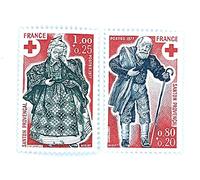 1977. Paire d' Authentiques Timbres de France de Collection Neufs. N°1959 et 1960, Croix Rouge. Santons de Provence . par des Livres Express