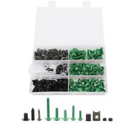 198 Pièces Kit de Boulons de Carénage de Motos, M5 M6 Vis de Pare-Brise de Moto Attaches Colorées Boulons de Carénage Kit de Clips D'écrous Kits de Montage (Vert)
