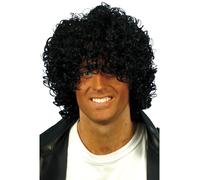 1980's Noir Afro Effet Mouillé Perruque Adulte Hommes Smiffys Déguisement Neuf