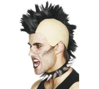 1980s Perruque Mohican Noir Hommes Punk Rocker Accessoire Déguisement Neuf