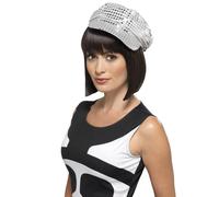 1980s Sequin Disco Chapeau Femmes 80s Balançant Mod Déguisement Argent Chapeau