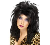 1980s Tina Turner Pop Star Perruque Femmes Noir Mulet 80s Perruque Déguisement