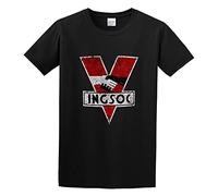 1984 Logo Vintage INGSOC Big Oceania Brother George Orwell Graphic Tee Printed Top Shirt Mens T-Shirt Black S