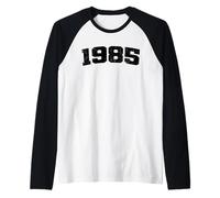 1985 Année d'anniversaire Vintage Arched Varsity Retro Distressed Manche Raglan