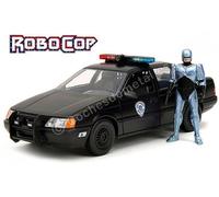 1986 Ford Tarus LX Policía de Detroit + Figure Robocop Negro 1:24 JADA TOYS 3374