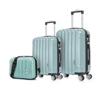 1990s Set de 3 valises de Voyage Cabine 55x39x21cm (45L), Moyenne 65cm, Trousse de Toilette, Valise Rigide Polycarbonate -Menthe