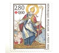 1993. Authentique Timbre de France de Collection Neuf. N° 2853, Croix Rouge. Art : Imagerie de Metz, Saint Nicolas . par des Livres Express