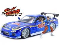 Jada Street Fighter Ii Chun-li 1993 Mazda Rx-7 1:24 Vehicle Bleu