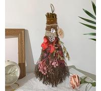 19cm Balai en Cannelle, Mini Balai de Sorcière avec Fleurs Séchées, Cristal Magique Naturel, Cristal Magique Naturel, Balais de Sorcière Fait Main pour Mariage Autel Samhain Halloween Noël, Rouge