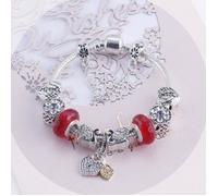 19cm Charms Bracelet Femme Pandora Style bijoux Femme Fleur rouge Charms Femme Bijoux WOW1252
