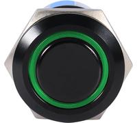 19mm 12-24 V marche/arrêt bouton noir étanche d'auto-amplification interrupteur LED verte LED verte