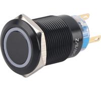 19mm 12-24 V marche/arrêt bouton-poussoir noir étanche auto-renforçant interrupteur bleu LED